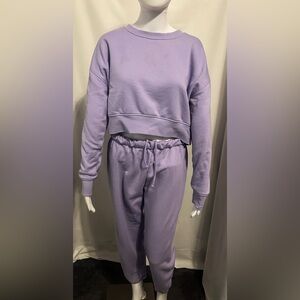 Florence By Mills Cozy Crush Jogger Sz M-Cropped Sweatshirt Sz S Set Lavender
